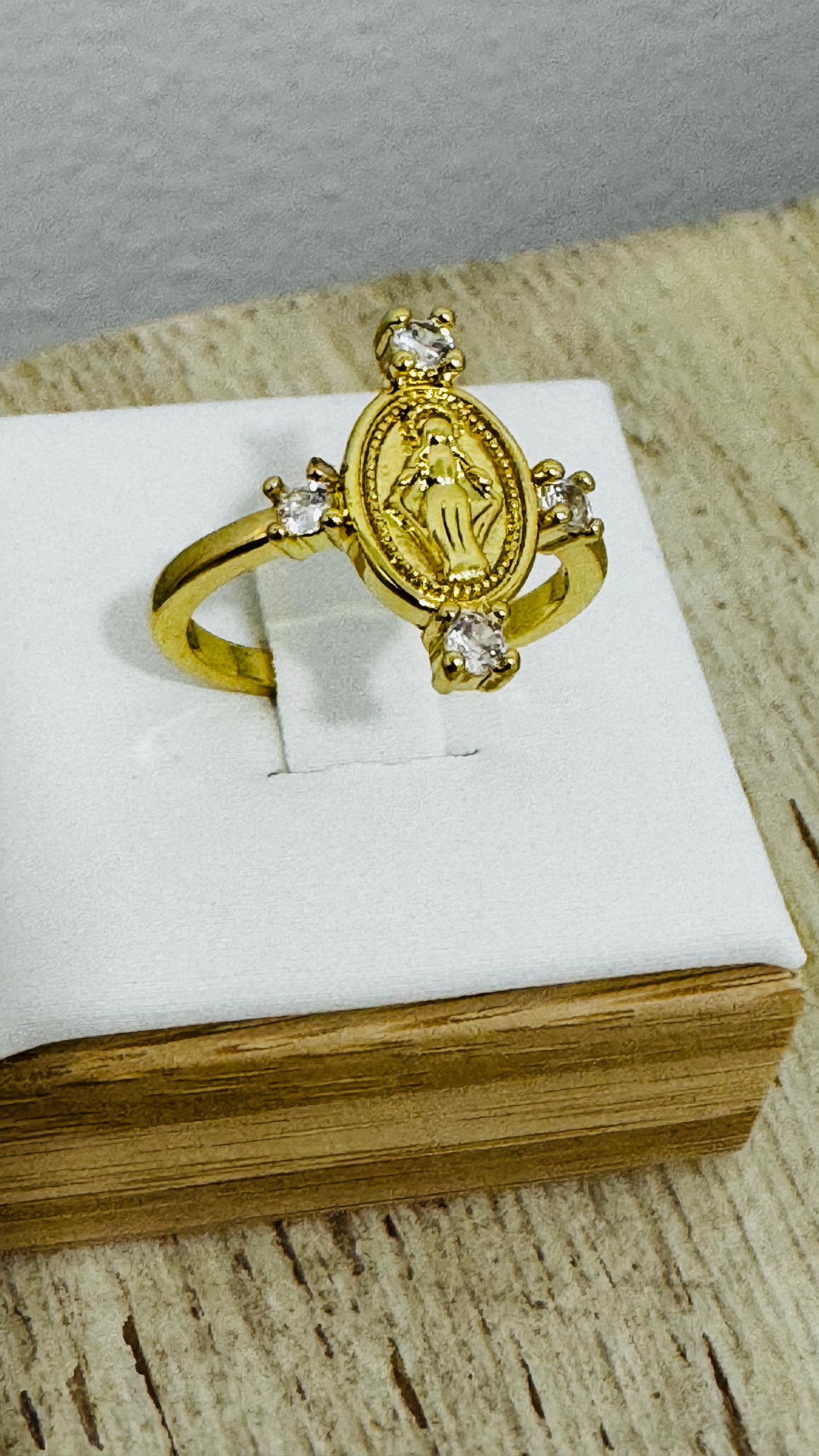 24K Gold Filled Oval Virgin Mary Ring
