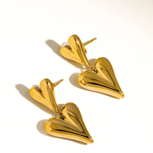 Adel 18K Gold Non - Tarnish Heart Earring - Madmoizelle Closet