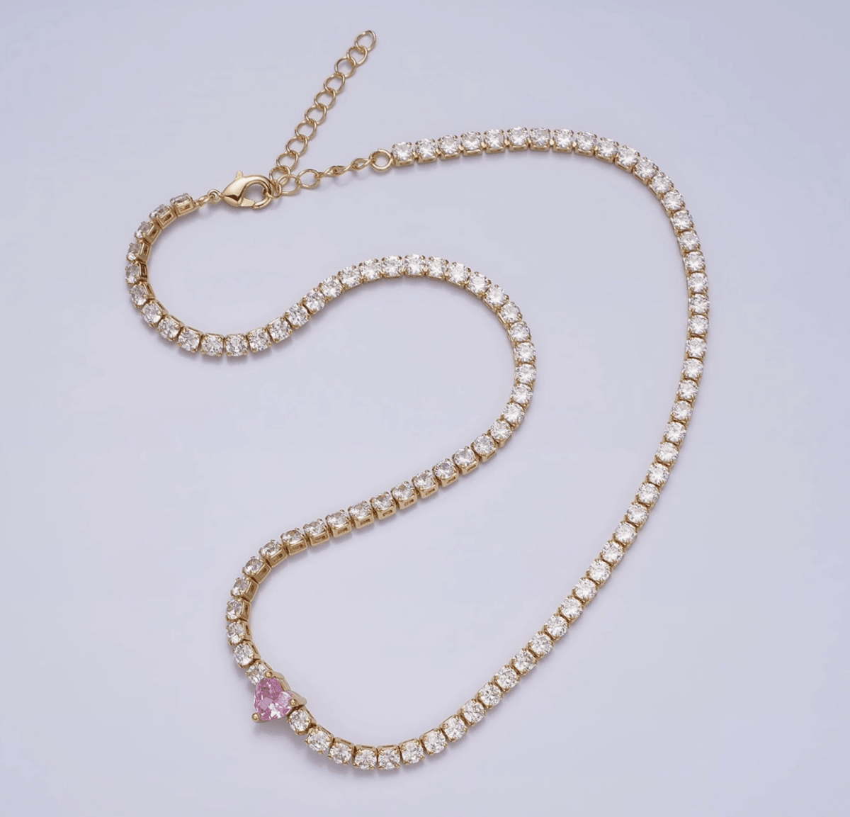 Amore Heart Tennis Necklace - Madmoizelle Closet