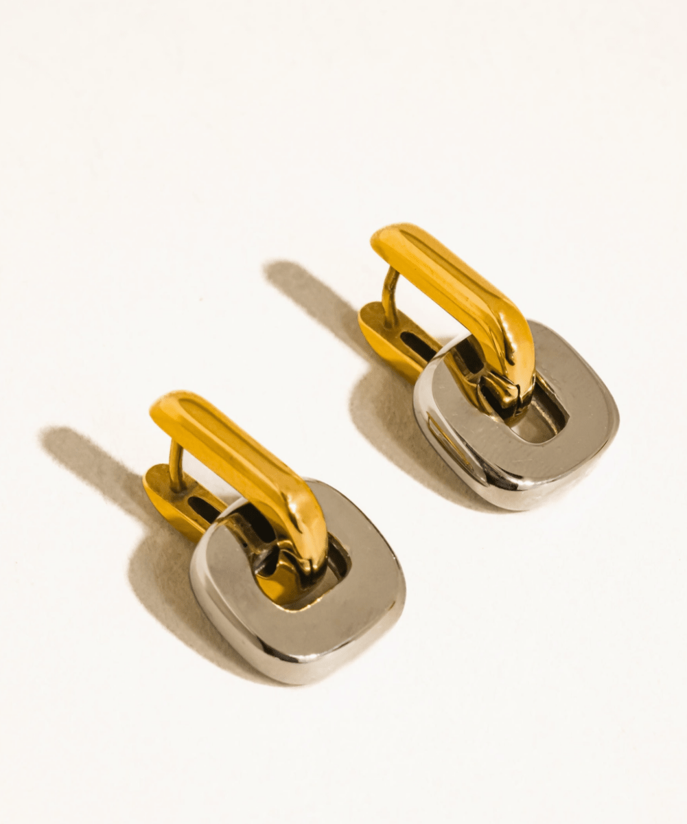 Arliss Two-Tone Link Drop Earrings - Madmoizelle Closet