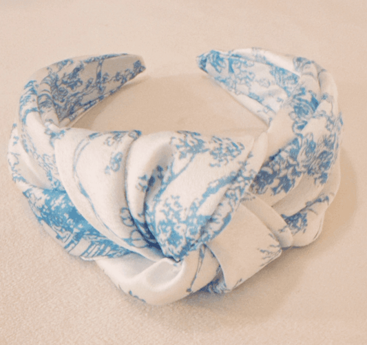 Blue Toile Knot Headband - Madmoizelle Closet