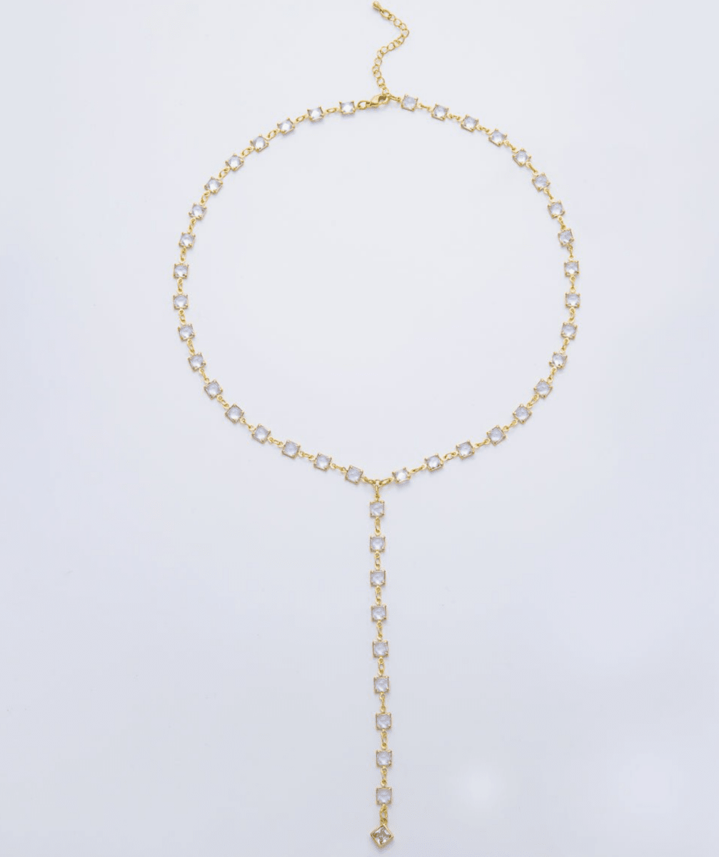Crystal Drop Lariat Necklace - Madmoizelle Closet