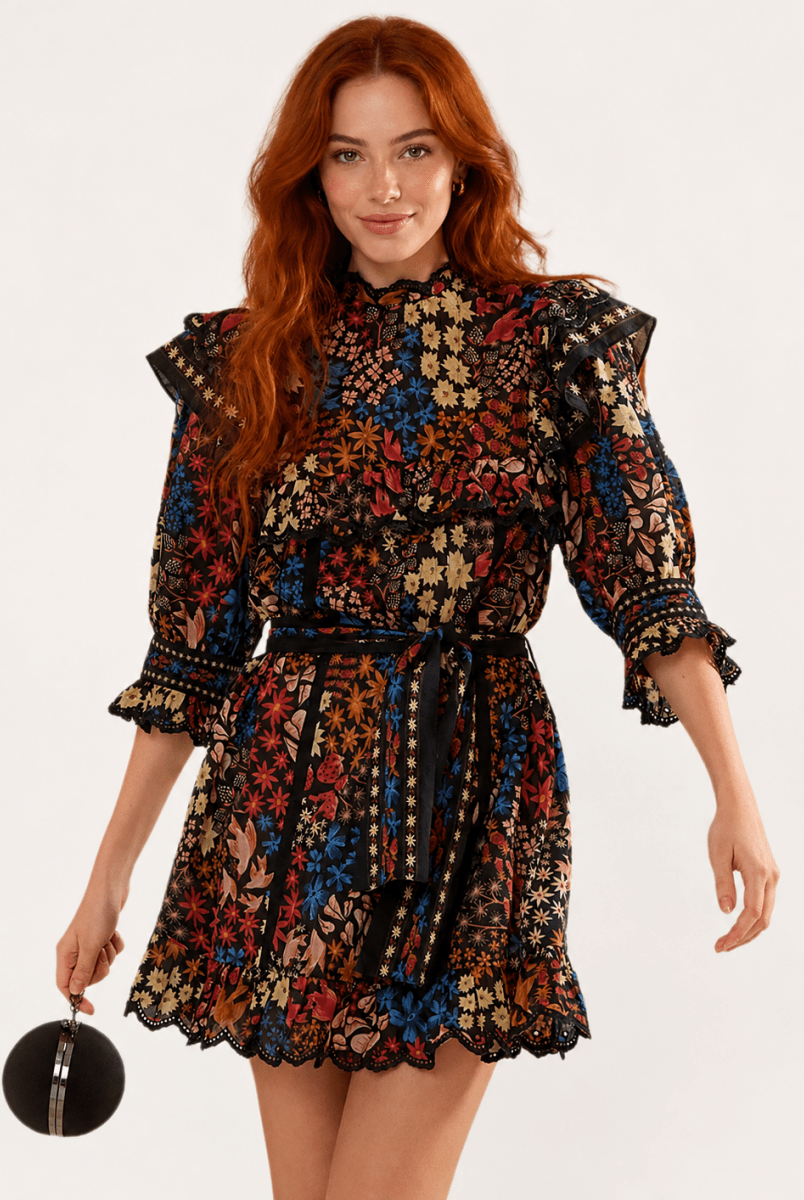 FARM Rio Jujus Garden Ruffled Mini Dress - Madmoizelle Closet