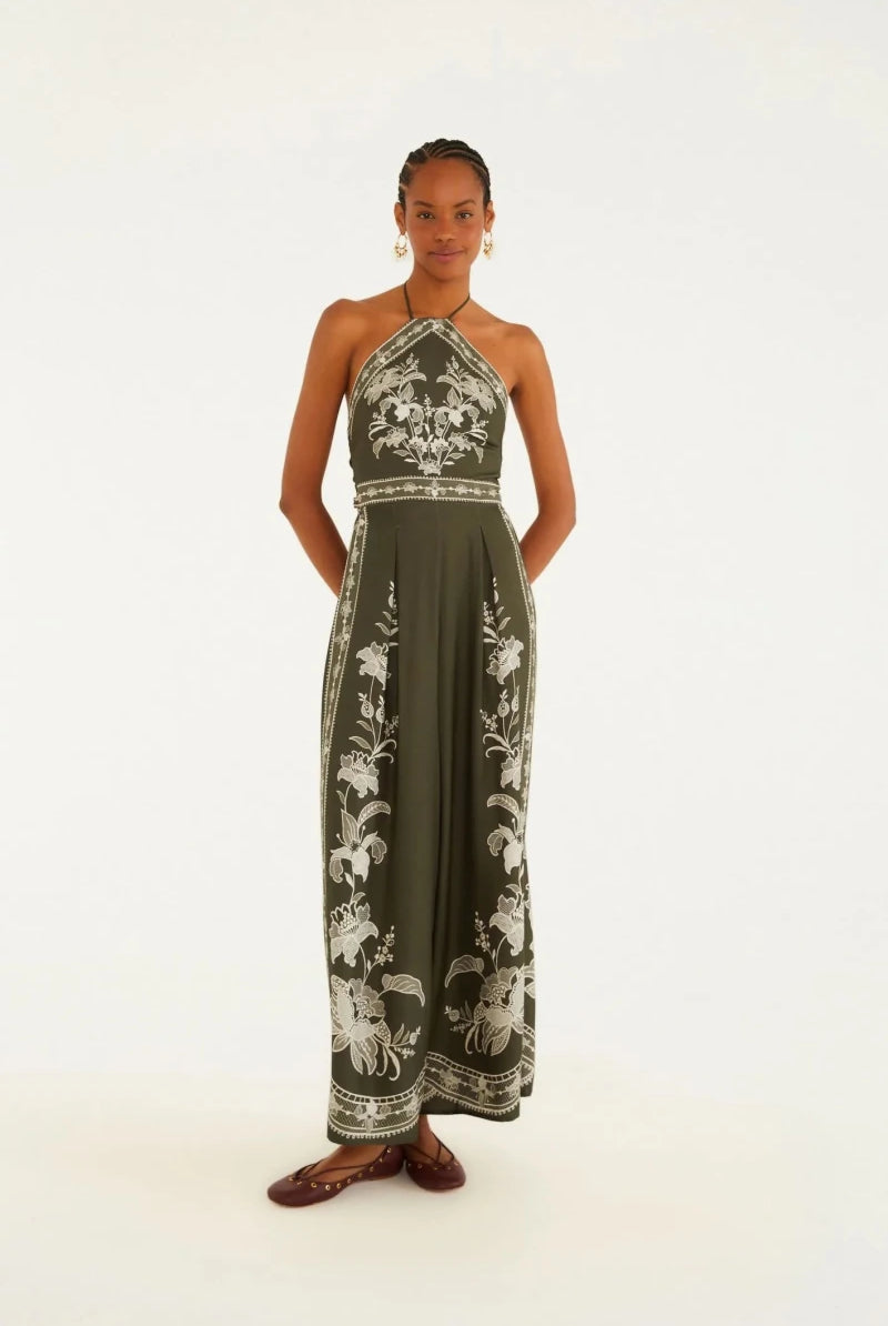 FARM Rio Lais Printed Halter Jumpsuit - Madmoizelle Closet