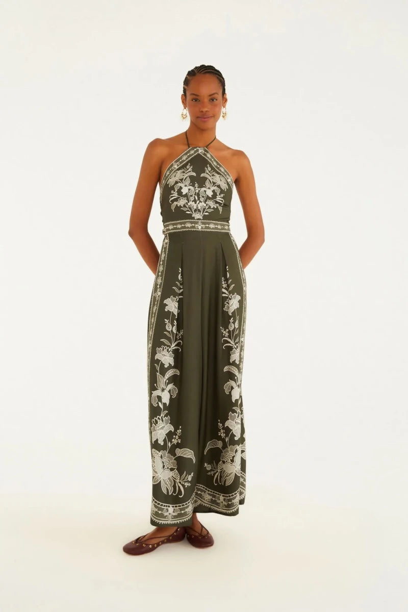 FARM Rio Lais Printed Halter Jumpsuit - Madmoizelle Closet