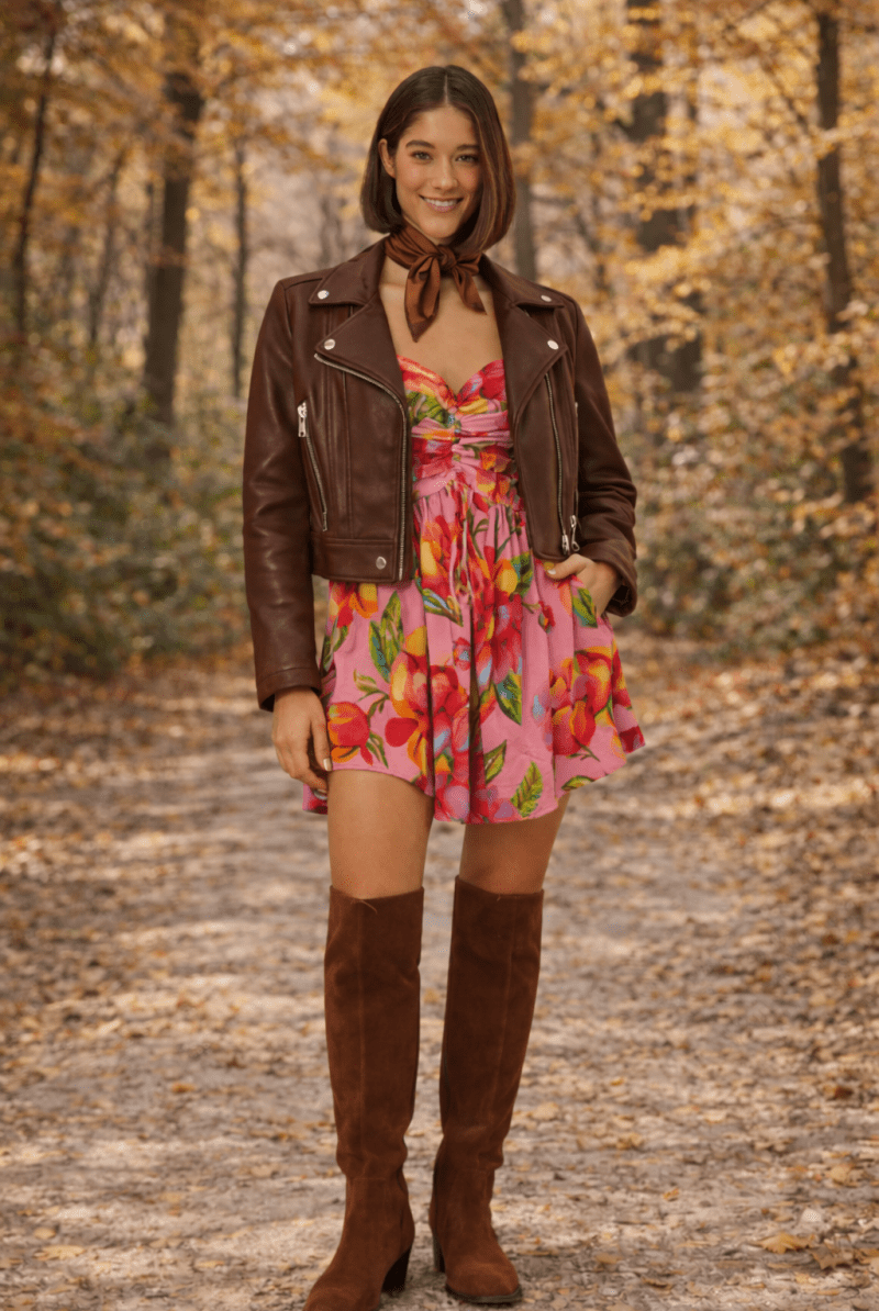 FARM RIO Short Dress with Sky Flower Print - Madmoizelle Closet
