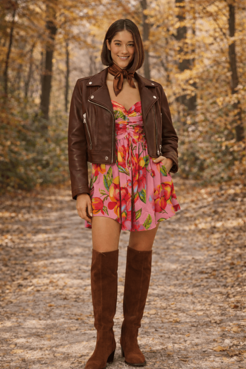 FARM RIO Short Dress with Sky Flower Print - Madmoizelle Closet