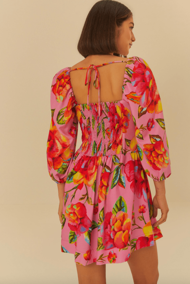 FARM RIO Short Dress with Sky Flower Print - Madmoizelle Closet