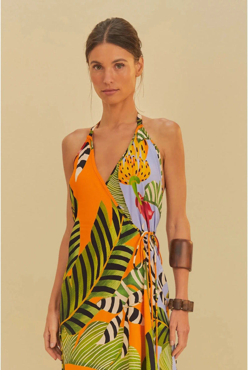 FARM Rio Striped Banana Print Dress - Madmoizelle Closet