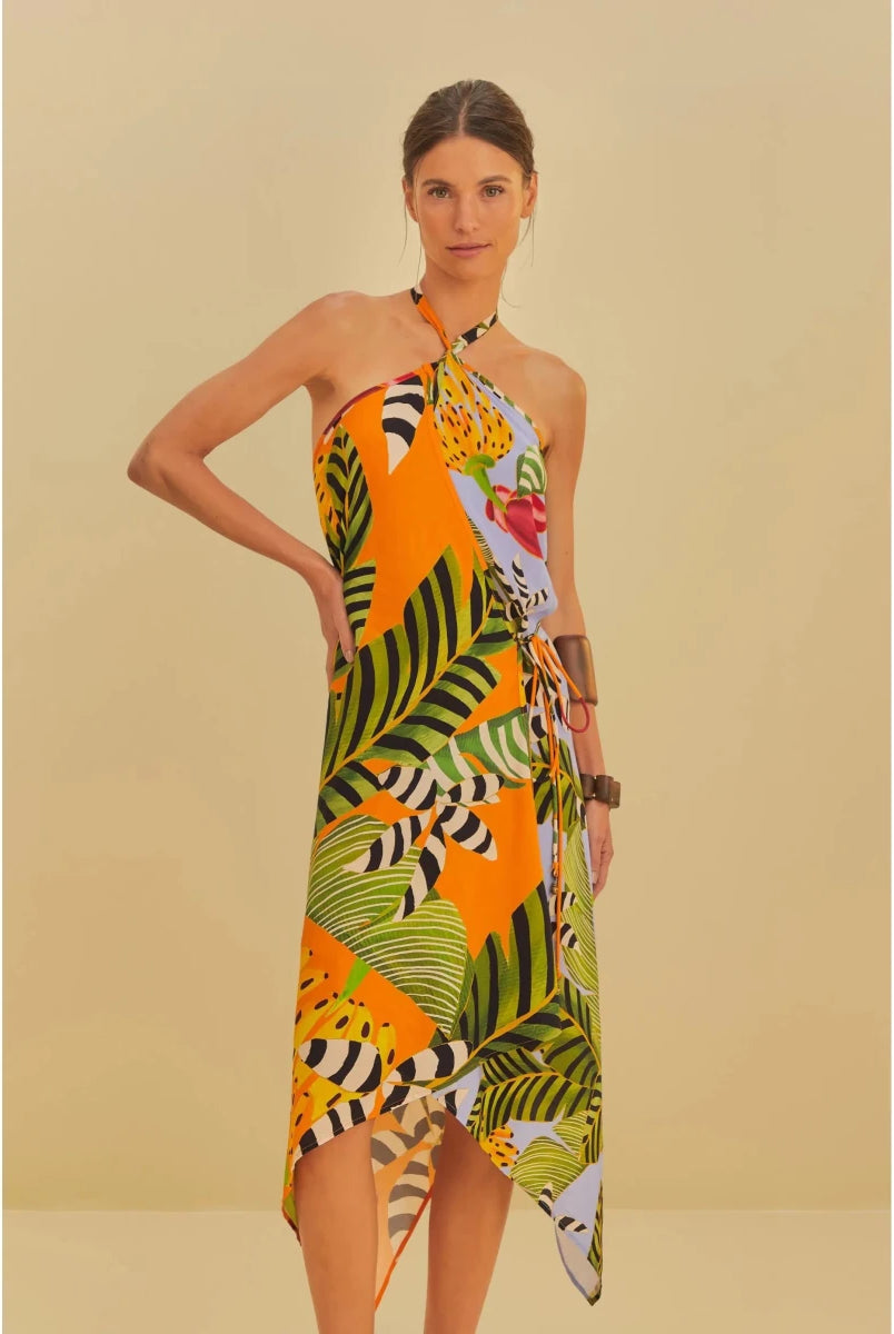 FARM Rio Striped Banana Print Dress - Madmoizelle Closet