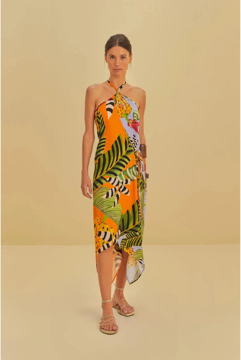 FARM Rio Striped Banana Print Dress - Madmoizelle Closet