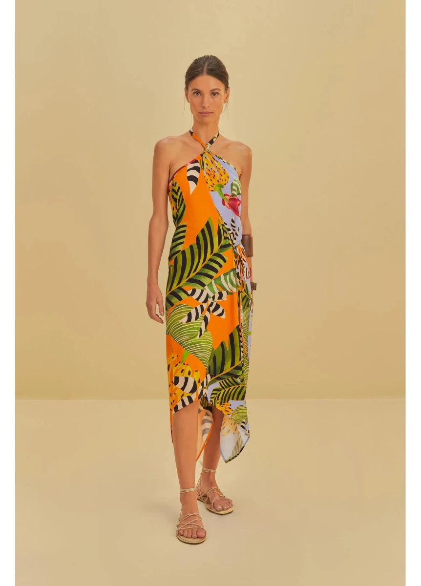 FARM Rio Striped Banana Print Dress - Madmoizelle Closet