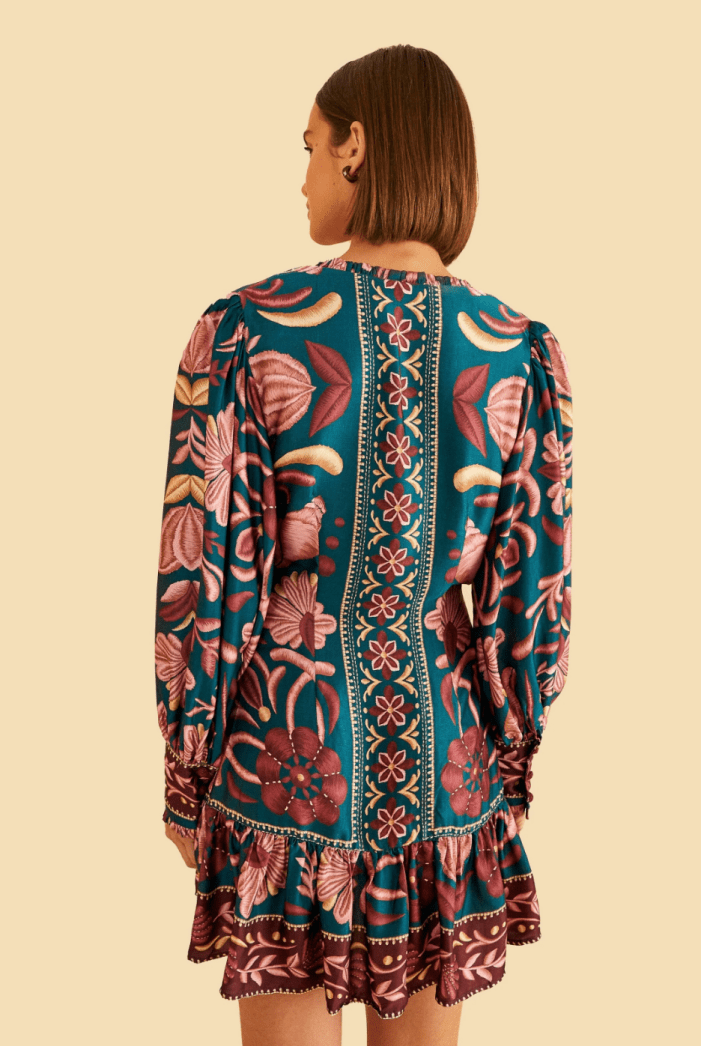 FARM RIO Teal seashell mini dress - Madmoizelle Closet