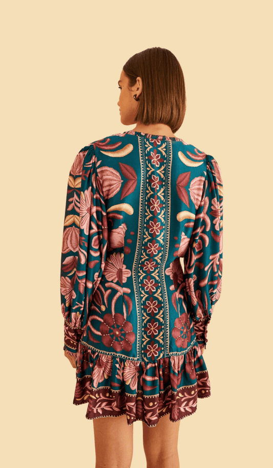 FARM RIO Teal seashell mini dress - Madmoizelle Closet