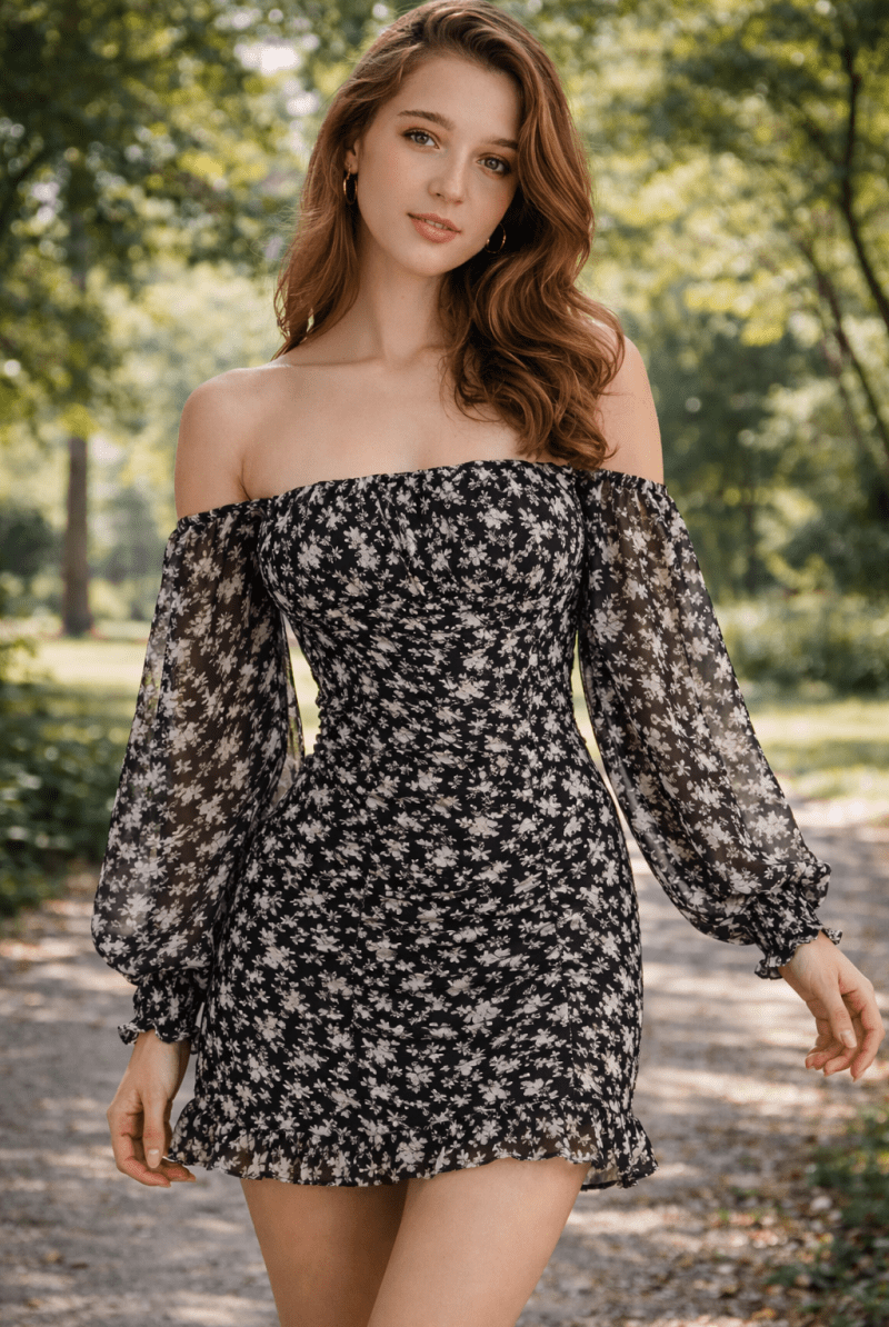 Floral Chiffon Smocked Mini Dress - Madmoizelle Closet