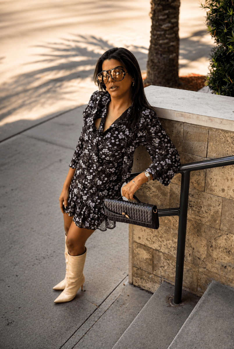 Floral Ruffle Mini Dress - Madmoizelle Closet