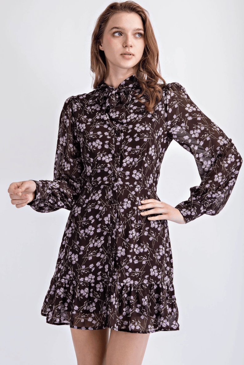 Floral Ruffle Mini Dress - Madmoizelle Closet
