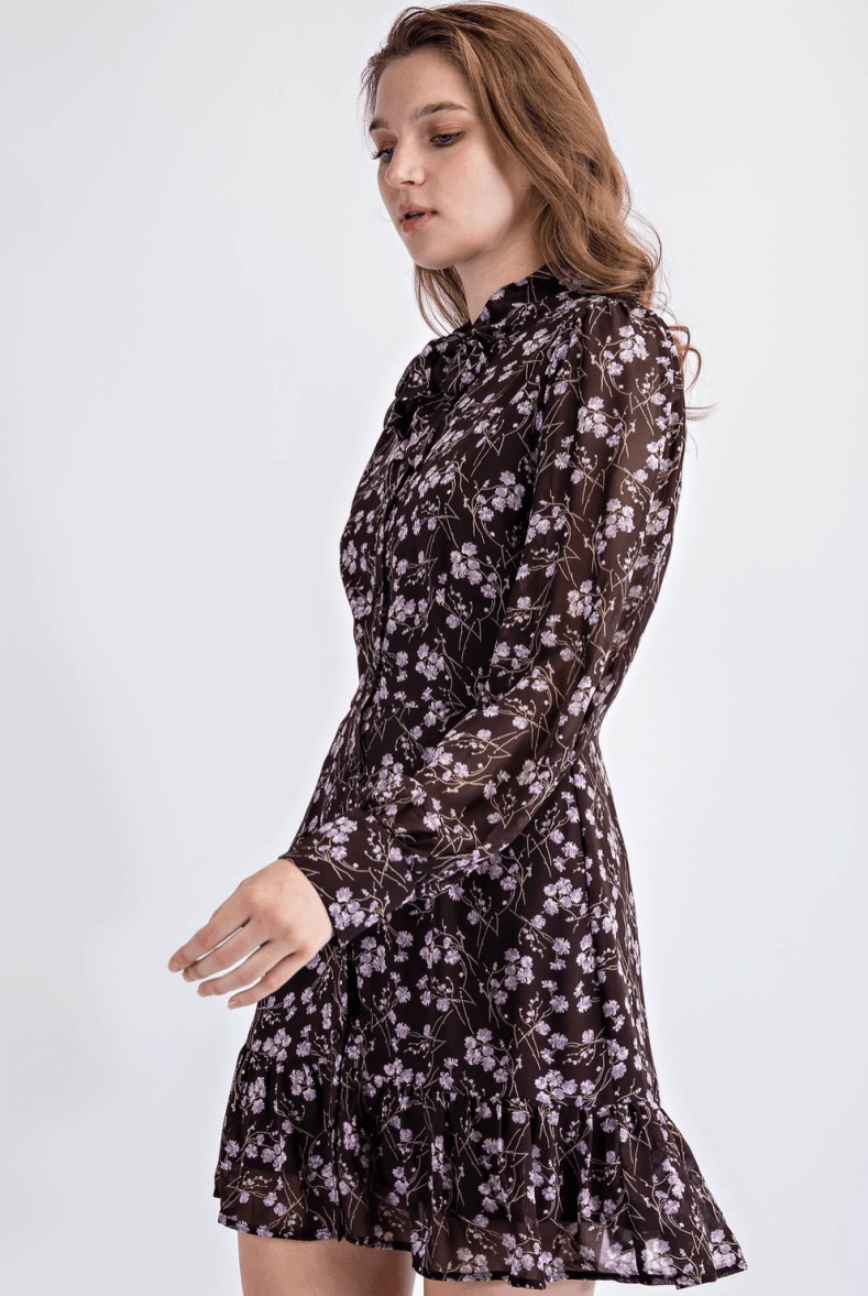 Floral Ruffle Mini Dress - Madmoizelle Closet
