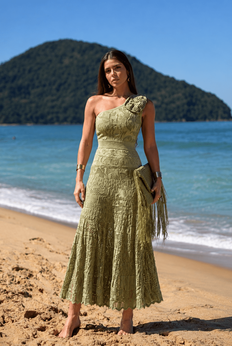 Fran One-Shoulder Knit Midi Dress. - Madmoizelle Closet