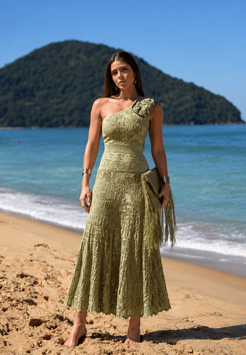 Fran One-Shoulder Knit Midi Dress. - Madmoizelle Closet