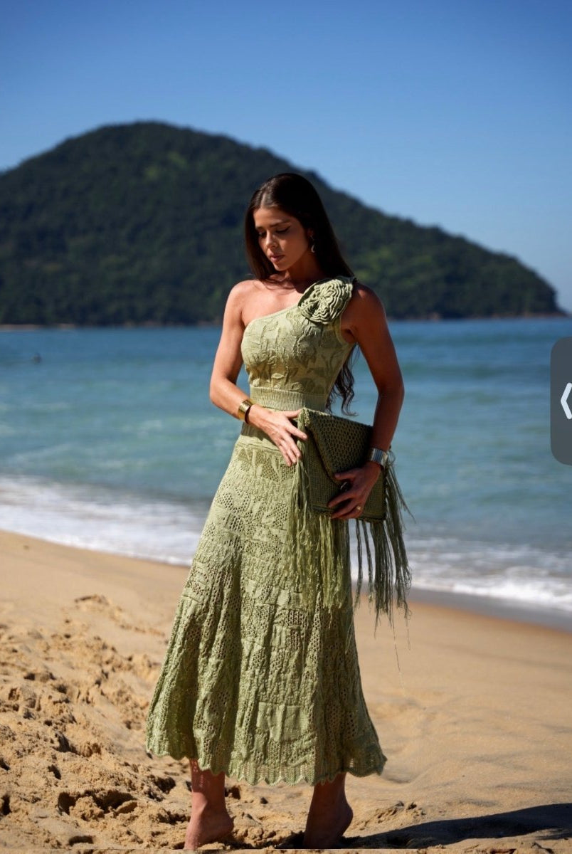 Fran One-Shoulder Knit Midi Dress. - Madmoizelle Closet