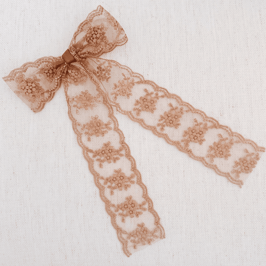 French Lace Sheer Bow Hair Clip - Madmoizelle Closet