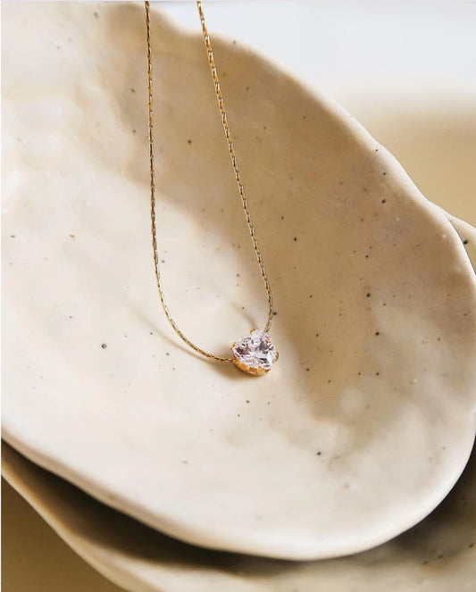 Giorgia 18K Non - Tarnish Petite Heart Cz Necklace - Madmoizelle Closet