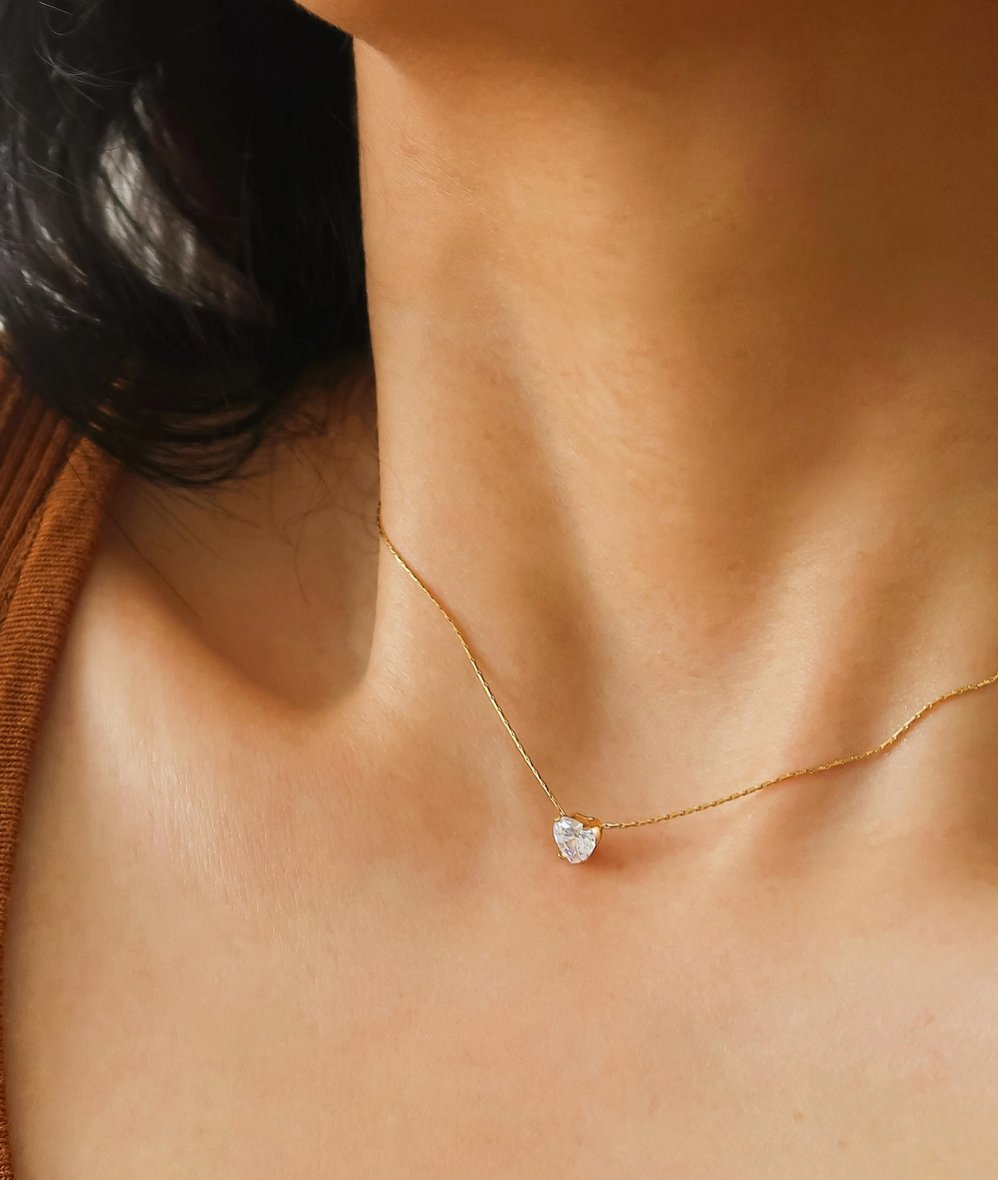 Giorgia 18K Non - Tarnish Petite Heart Cz Necklace - Madmoizelle Closet