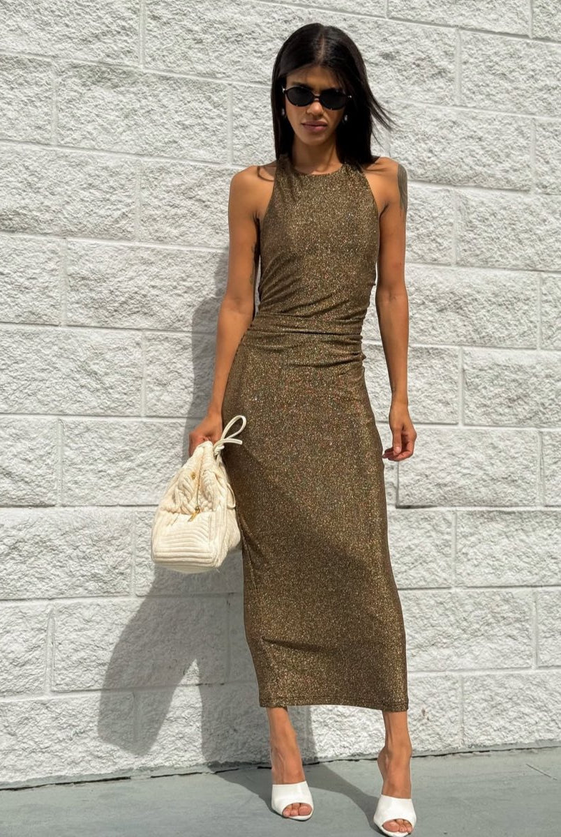 Helia Lurex Knit Mid Dress - Madmoizelle Closet