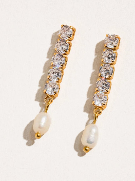 Irma Anton 18K Gold Non - Tarnish Cz Pearl Drop Earring - Madmoizelle Closet