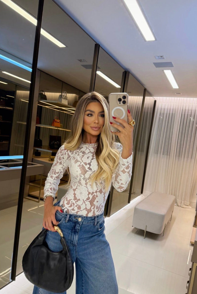 Ivory Lace Bodysuit - Madmoizelle Closet