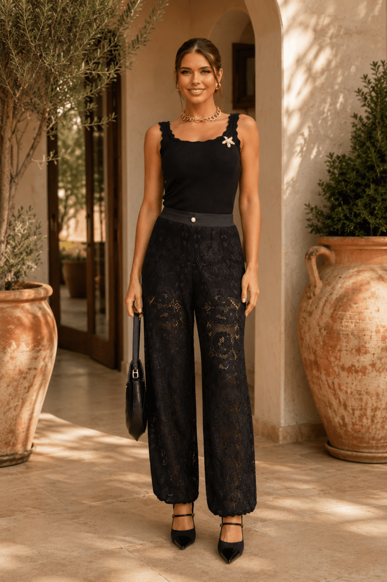 Luna Lace Knit Pants - Madmoizelle Closet