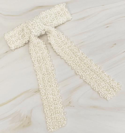 Luxe Beaded Pretty Bow Hair Clip - Madmoizelle Closet