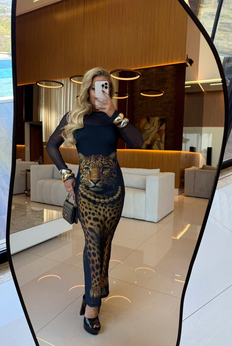 Majestic Leopard Mesh Dress - Madmoizelle Closet