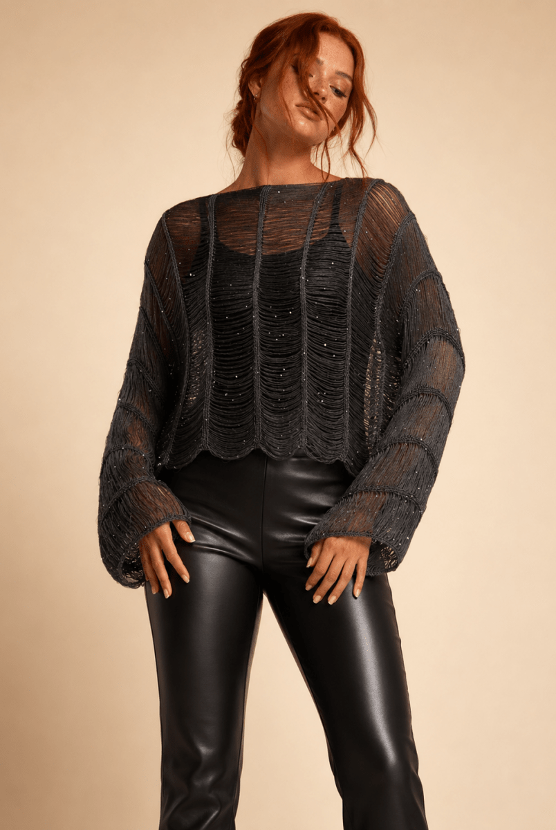 Midnight Sparkle Knit Top - Madmoizelle Closet