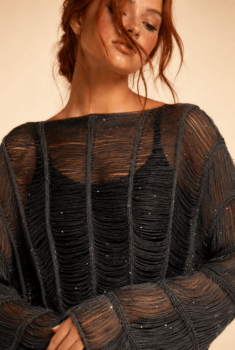 Midnight Sparkle Knit Top - Madmoizelle Closet