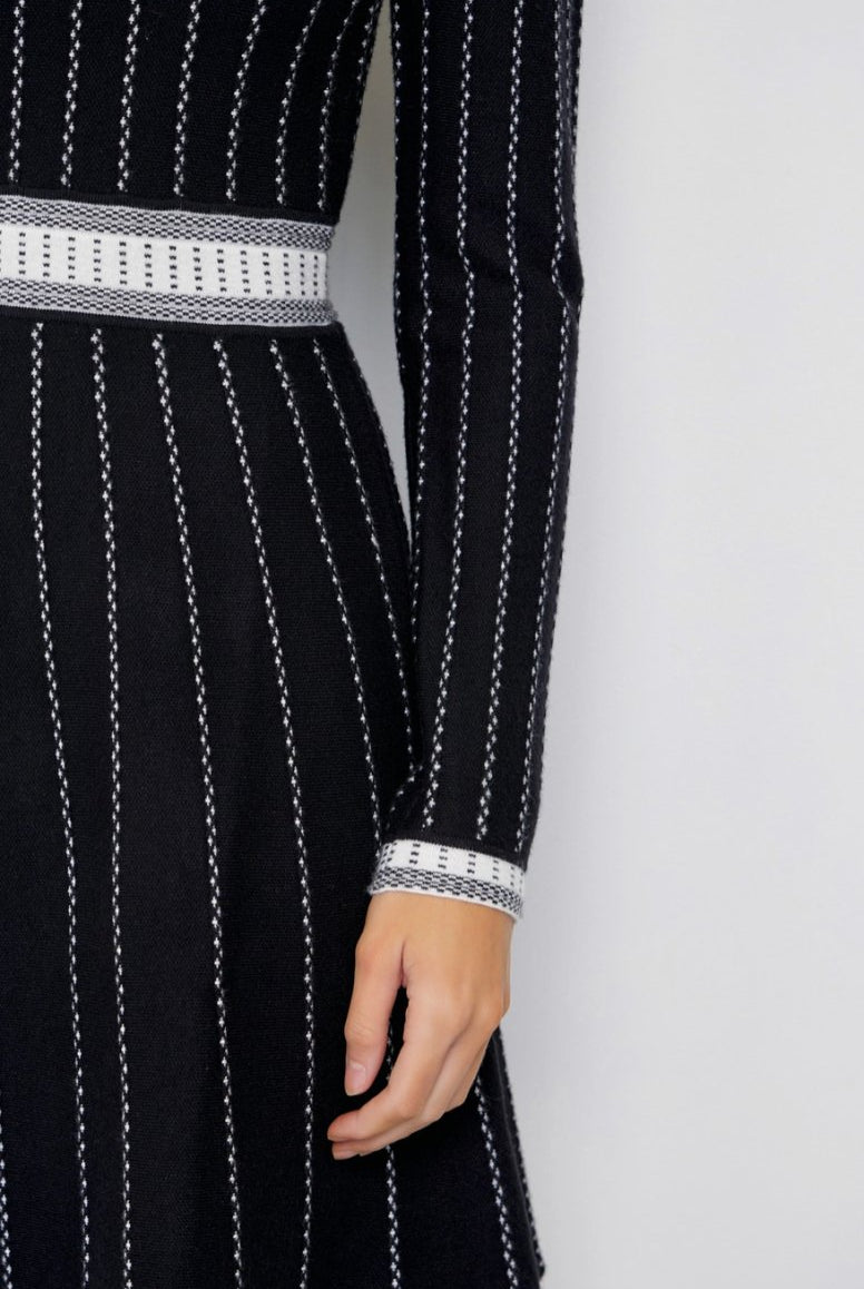 Mila Stripe Knit Long Sleeve Mini Dress - Madmoizelle Closet