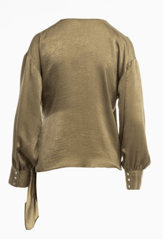 Neck Wrap Long Sleeve Blous - Madmoizelle Closet