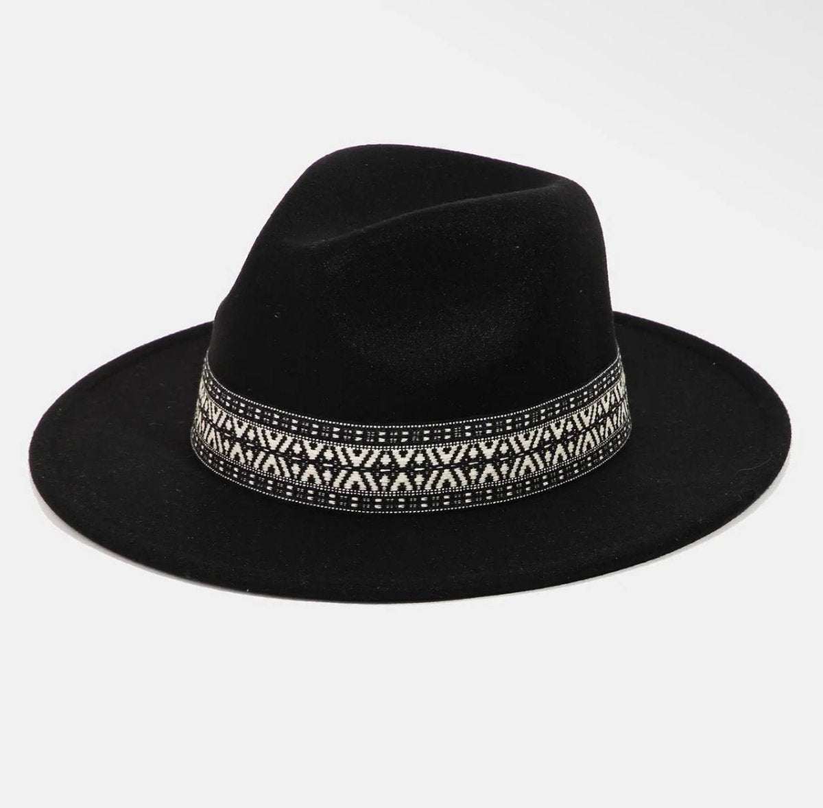 Noir Tribal Fedora Hat - Madmoizelle Closet