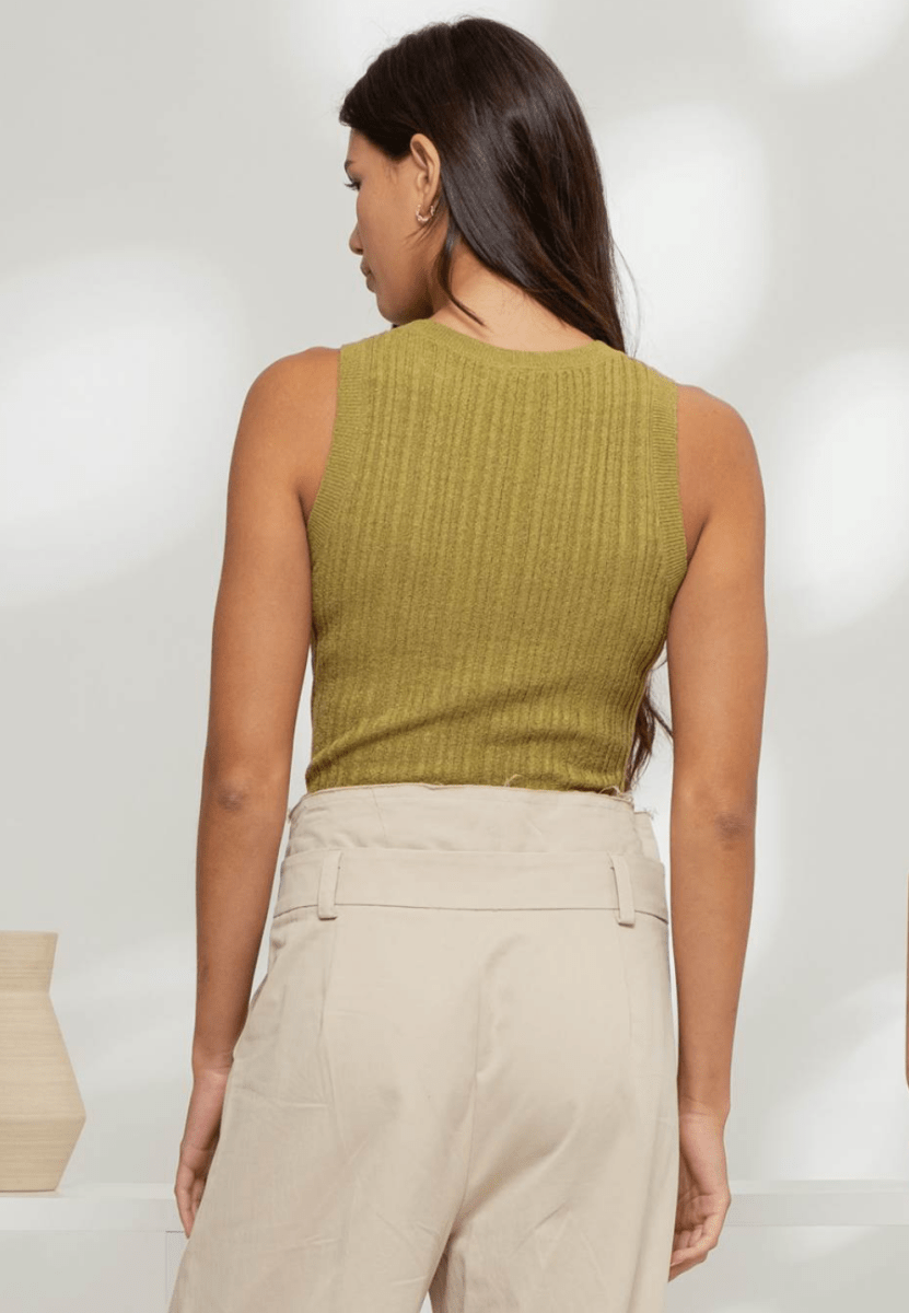 Olive Essential Ribbed Knit Tank - Madmoizelle Closet