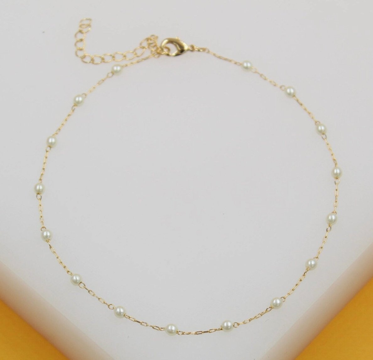 Sabrina 18K Gold Filled Pearl Bead Cable Link Anklet - Madmoizelle Closet