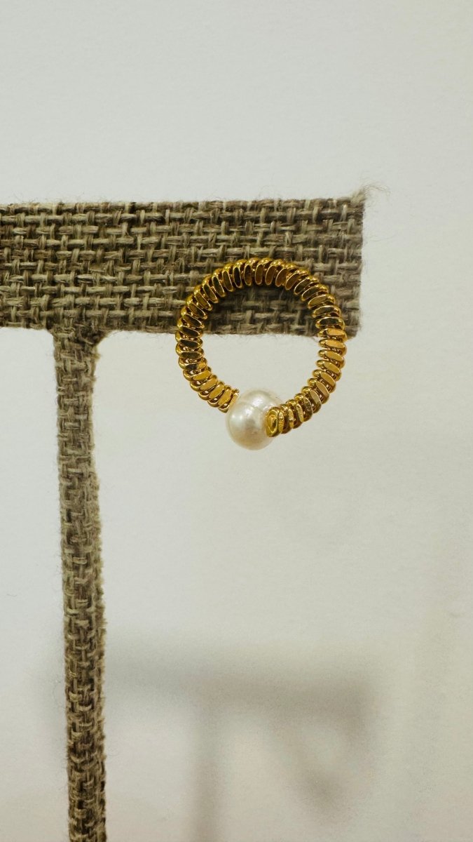 Steph 18K Gold Filled Spiral Pearl Hoop Earrings - Madmoizelle Closet