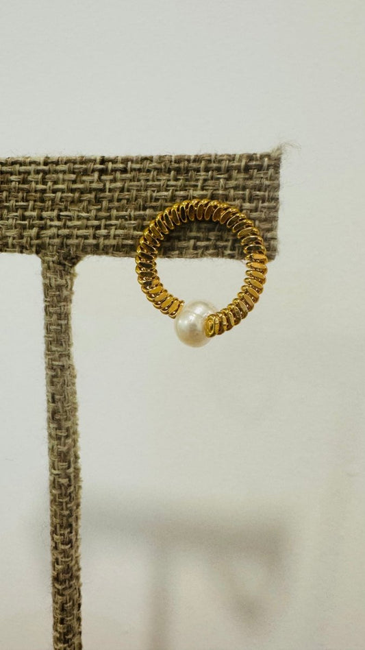 Steph 18K Gold Filled Spiral Pearl Hoop Earrings - Madmoizelle Closet