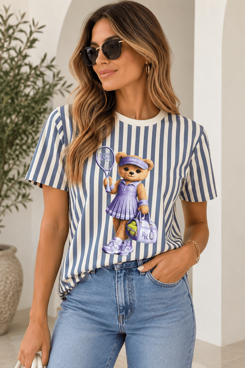 Tennis Teddy Striped Tee - Madmoizelle Closet