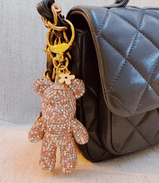 Twinkle Teddy Luxe Bag Charm – Pink Crystal Bear - Madmoizelle Closet