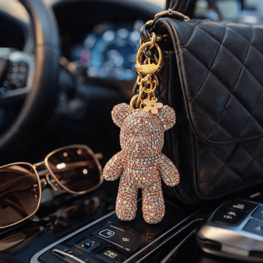 Twinkle Teddy Luxe Bag Charm – Pink Crystal Bear - Madmoizelle Closet