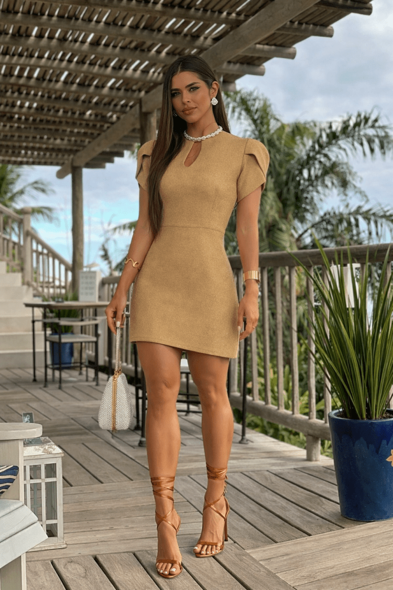 Yara Gold Bow Dress - Madmoizelle Closet