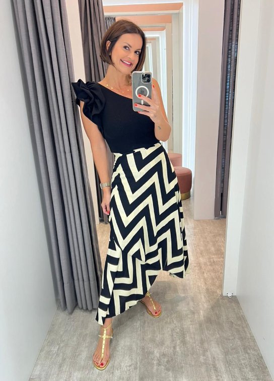 Black and Champagne Envelop Skirt