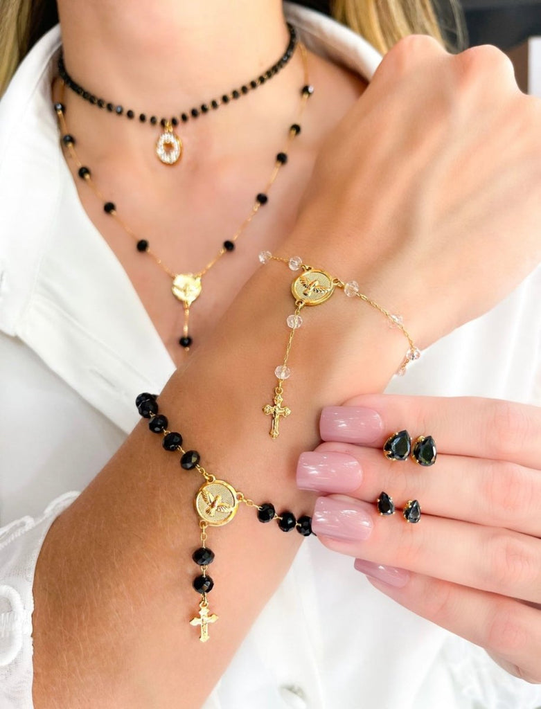 Kiki 18K Gold Filled Cross and Virgin Mary Charm Bracelet