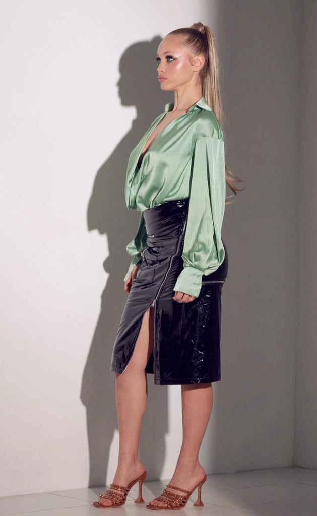 Larissa Long Sleeve Satin Bodysuit
